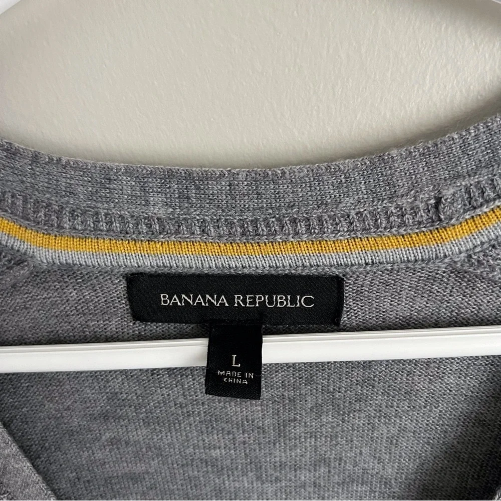 Banana Republic Men’s Grey Cardigan Sweater Merino Wool Bld Preppy Neutral Large